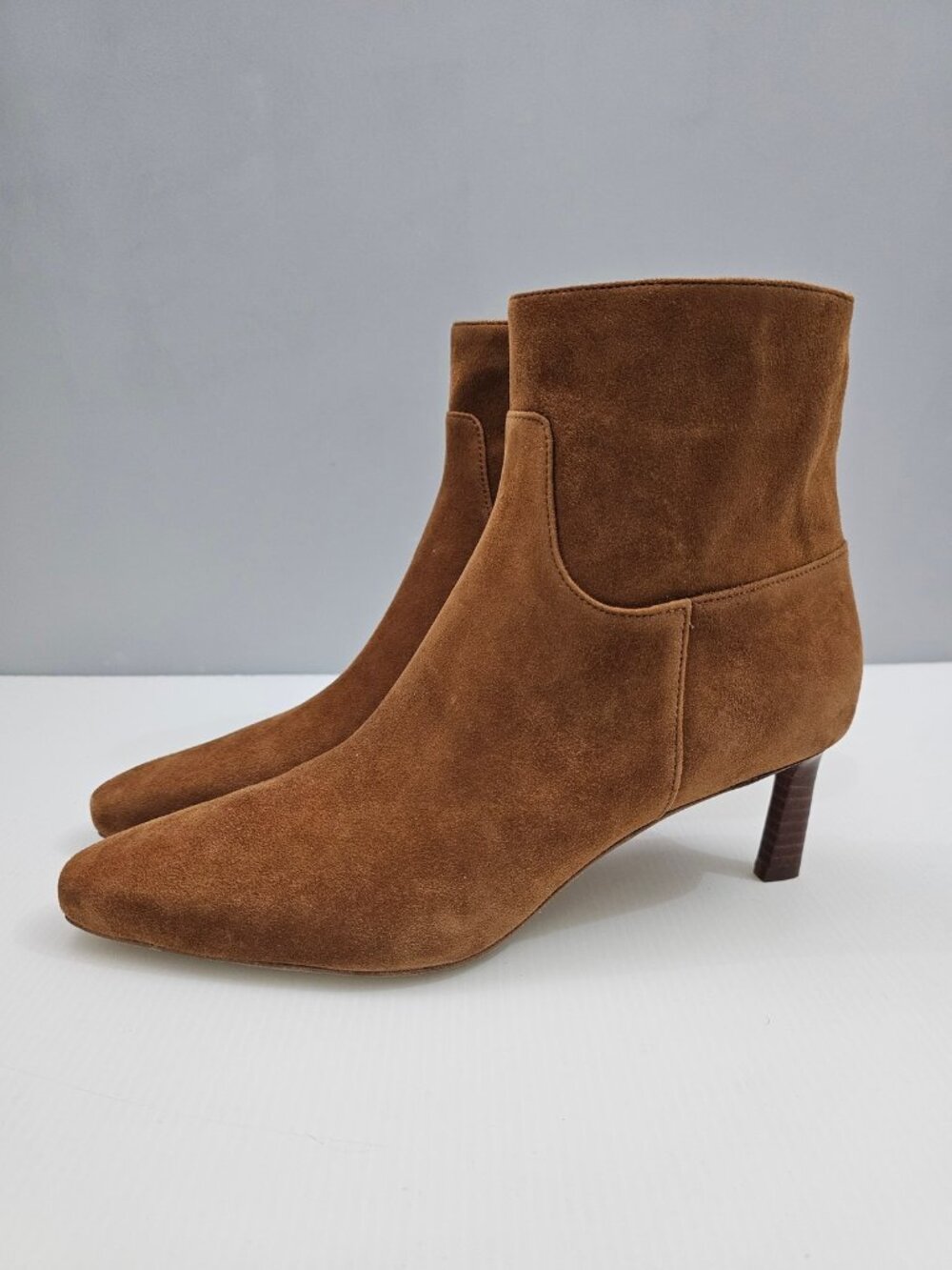 Veronica Beard Kelby Ankle Bootie Womens 9.5 Brown Suede Slim Heel Pointed Toe